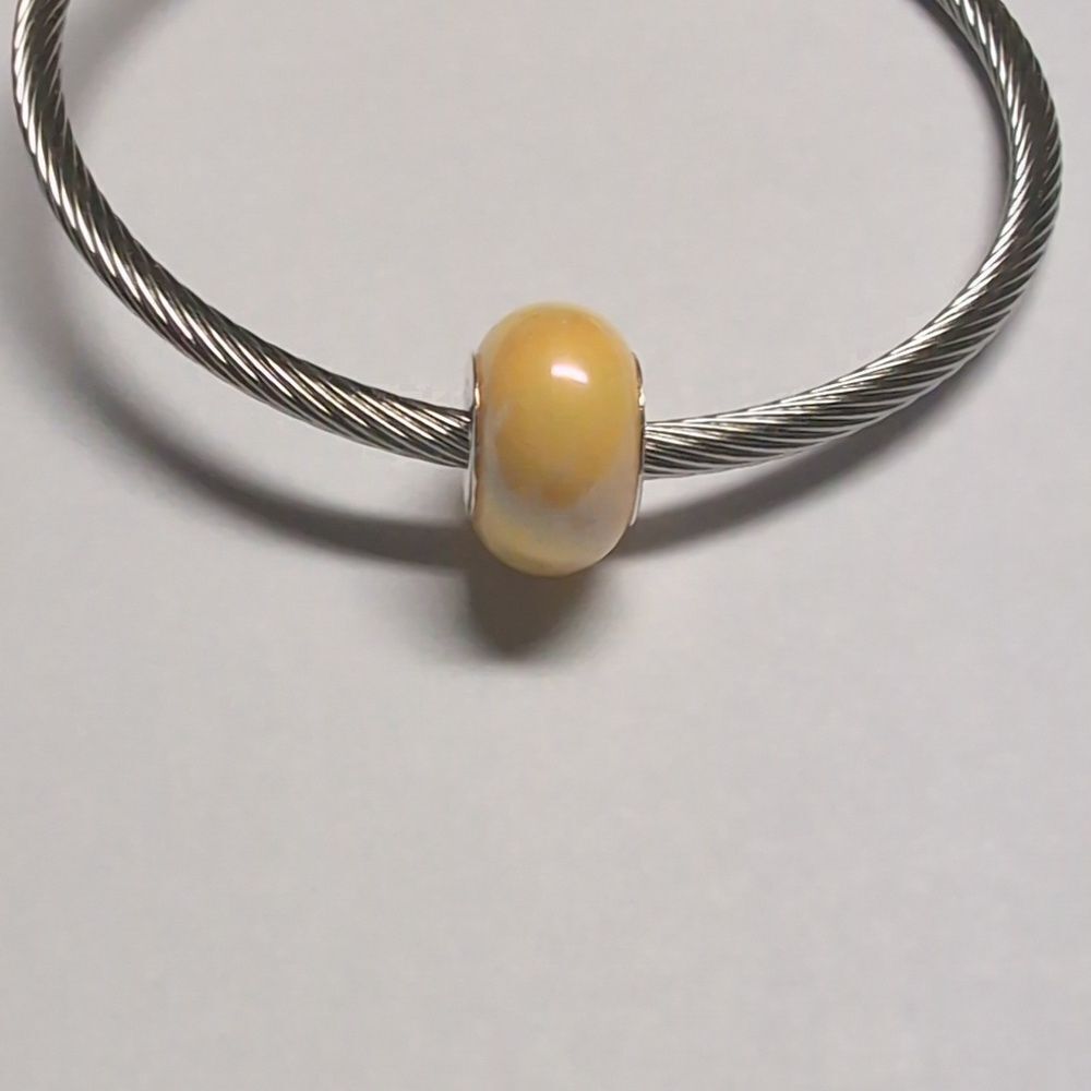 Yellow‎ Pearlesque Charm for Pandora Style Bracelet
